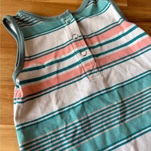 RAGS to Raches • Teal and Coral Striped Romper